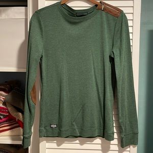 Ralph Lauren medium green crewneck long sleeve with faux suede elbow patches